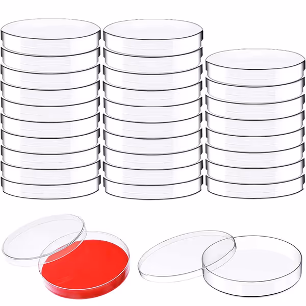 30 Pack Plastic Petri Dishes with Lids